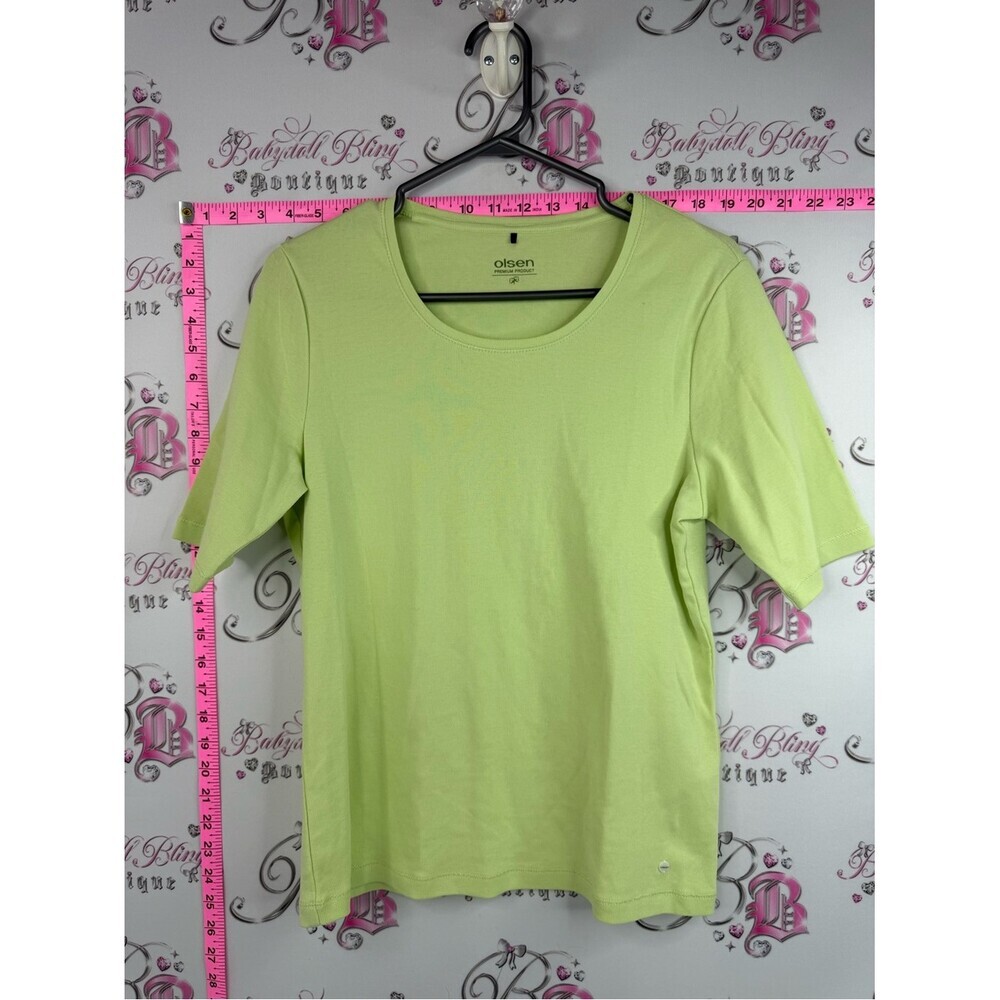 Olsen tee studded star emblem Lime Green Short Sleeve Crewneck Top